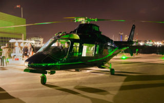 helicóptero de SKYTOURBCN en evento de noche realizado en el helipuerto de Barcelona